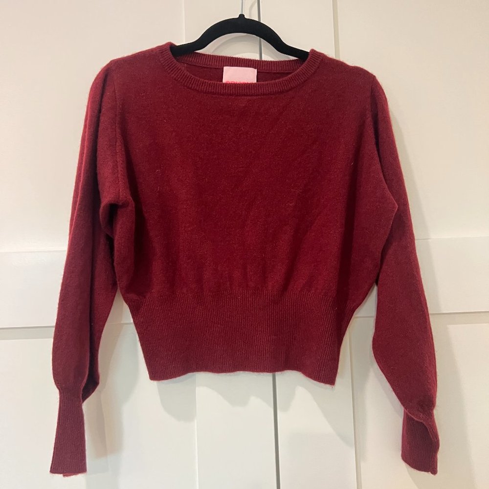 CRUSH Prague2.0 gauzy knit cropped cashmere sweater - Cranberry- S